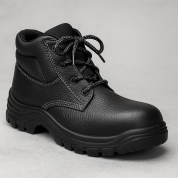Black leather steel toe safety boot with rugged sole for industrial protection – Jones & Clark